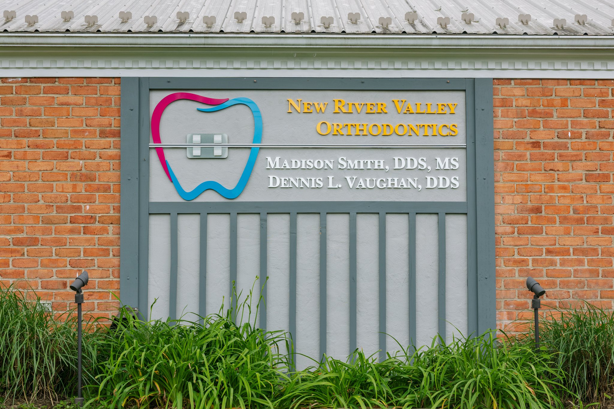 New River Valley orthodontics logo on the wall in Radford, VA